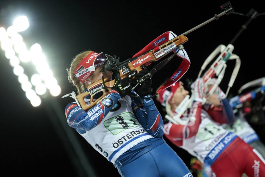 Gabriela Soukalova, Repubblica Ceca, impegnata nella Biathlon World Cup in Ostersund, Svezia (Afp)